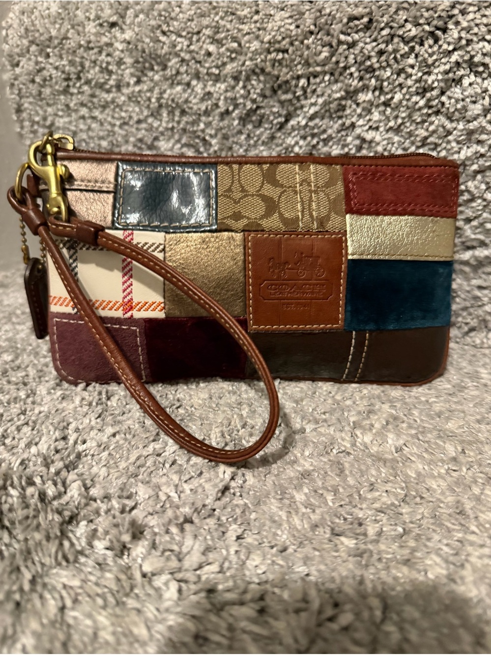 Vintage Coach Holiday Patchwork Wristlet